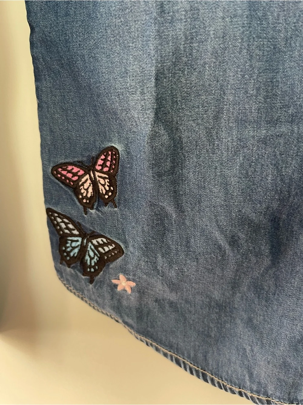 Levi’s Girls Button Down Chambray Shirt 10 Embroidered Western Boho